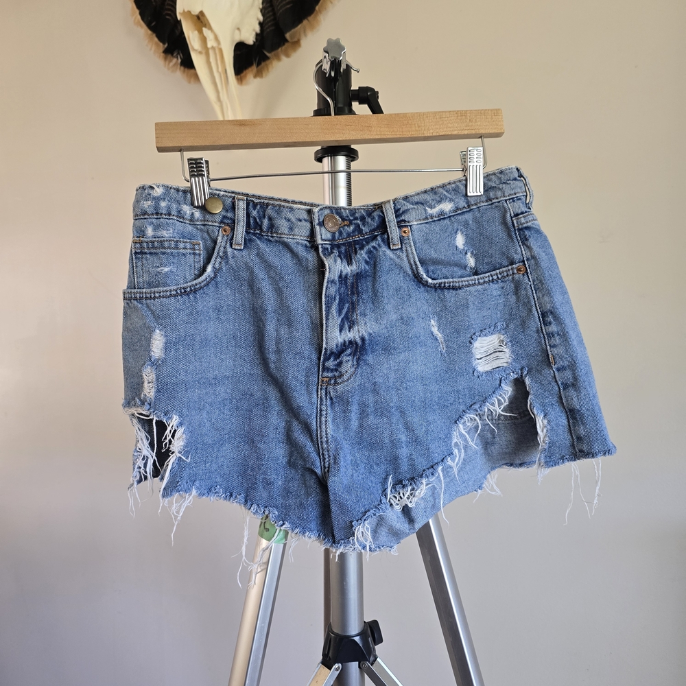 Forever 21 Blue Distressed Jean Shorts